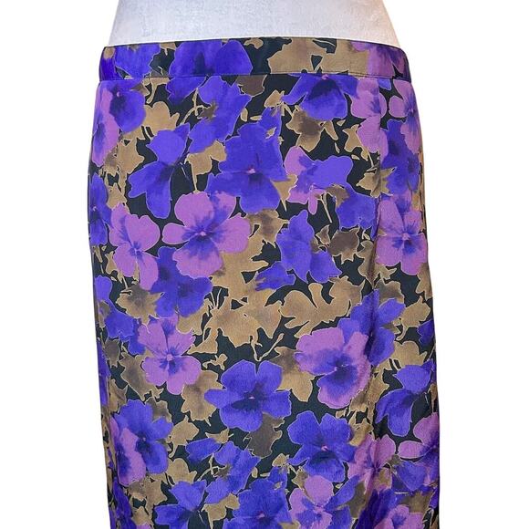Vintage Y2K Purple Gold Floral Maxi Skirt with Slit Plus Size Women 1x - Picture 3 of 8